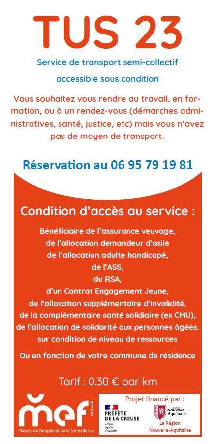 TUS 23 : Transport d&rsquo;Utilité Sociale